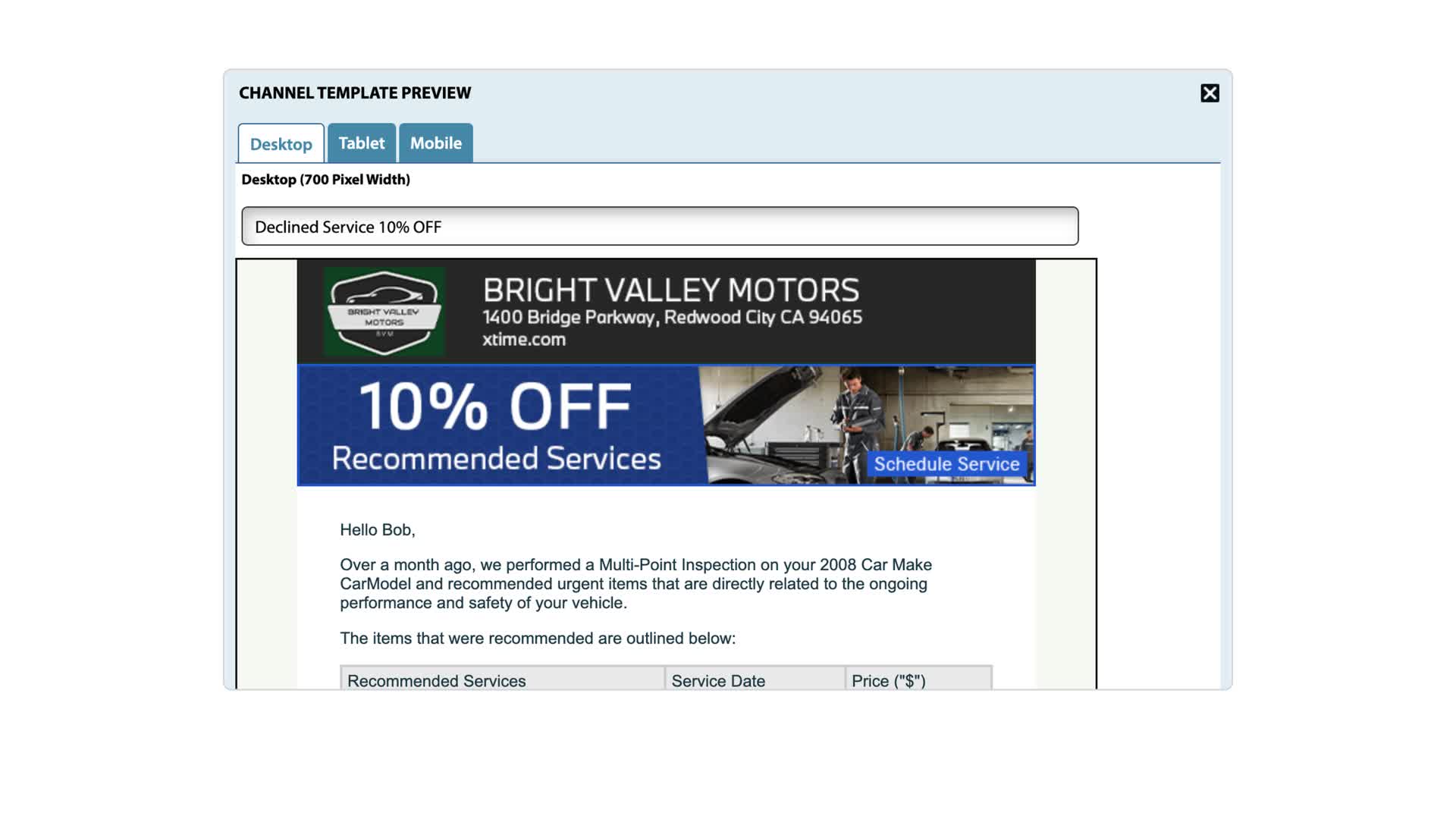 Declined services recapture (Included)