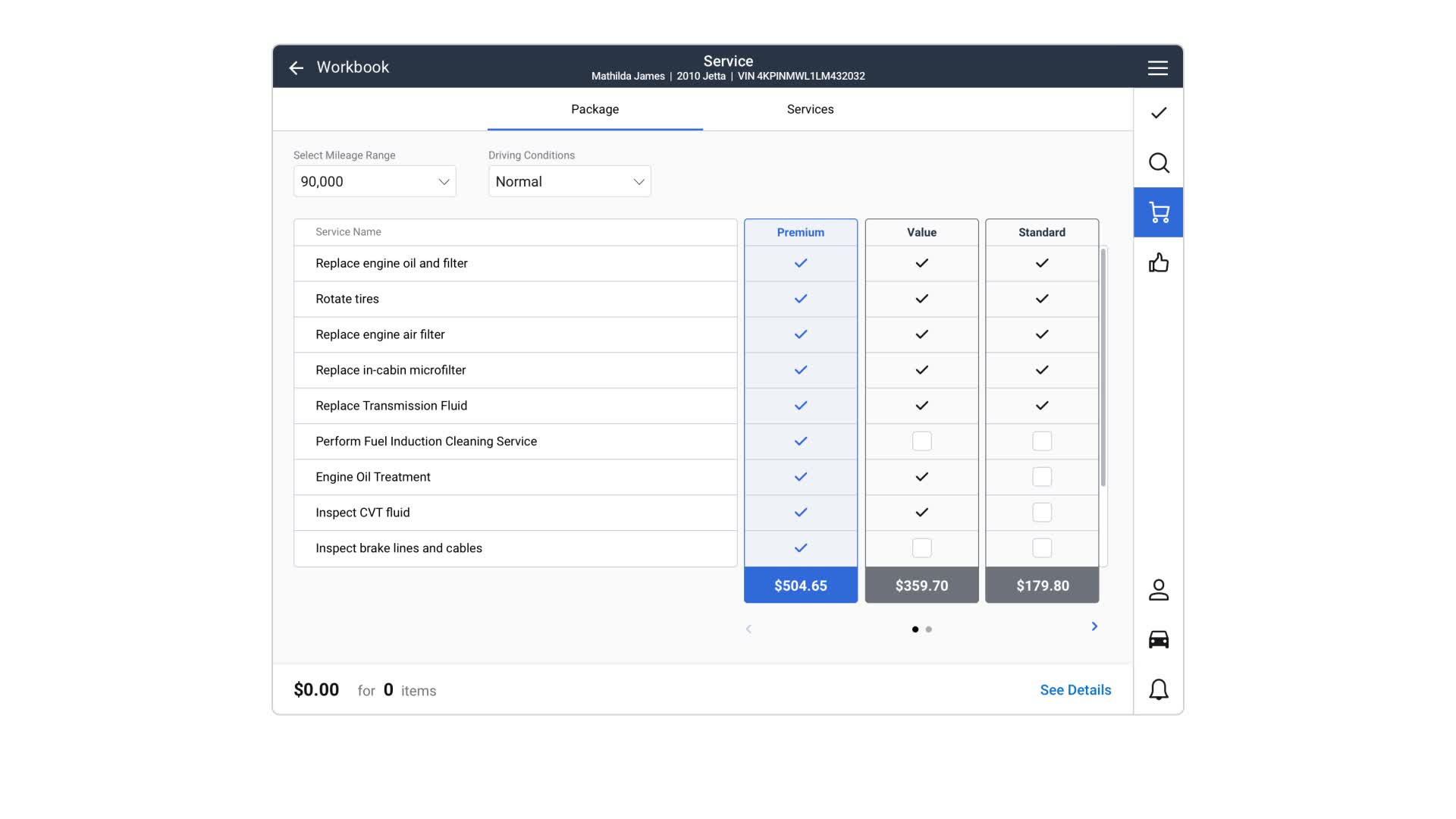 Customized pricing menus (Included)